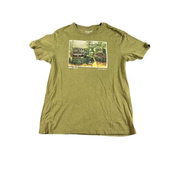 Volcom Men's T-Shirt XL Hawaii Tropical Beach Print Green Cotton Surf Skate - Picture 1 of 8